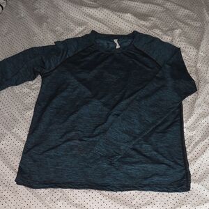 lululemon athletica Heathered Green-Blue And Black Long Sleeve Tee